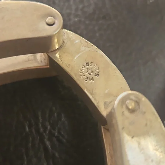 Vintage 1940-1950s Mexican Sterling Silver Turquiose Bracelet Jewelry - Picture 4 of 8